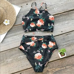 Cupshe “Orange Blossom” High Waist Bikini